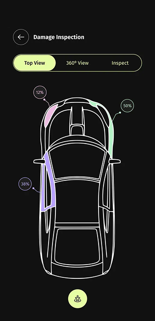 Damage inspection — CoverRide screen