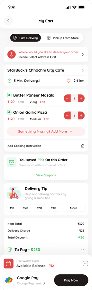 Cart and checkout — Eater screen