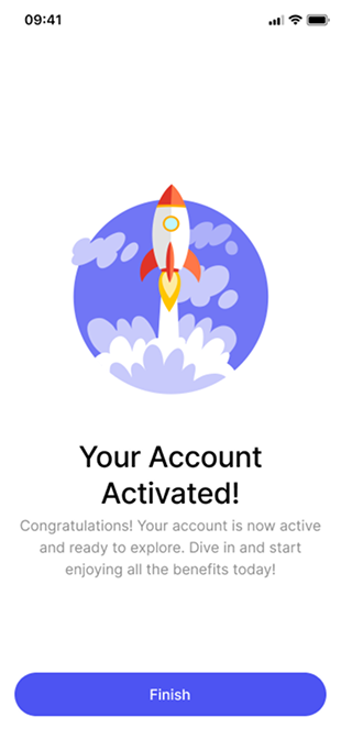 Account activated screen