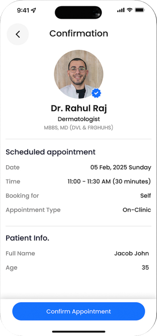 Appointment review — MyDoc screen