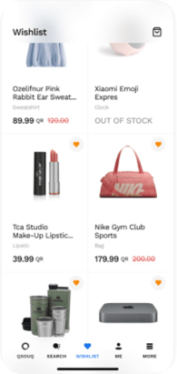 Wishlist — QuickCart screen