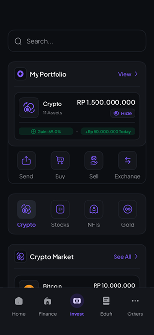 Crypto portfolio — SmartFin screen