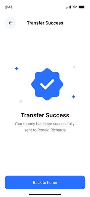 Transfer confirmation — UniPay screen