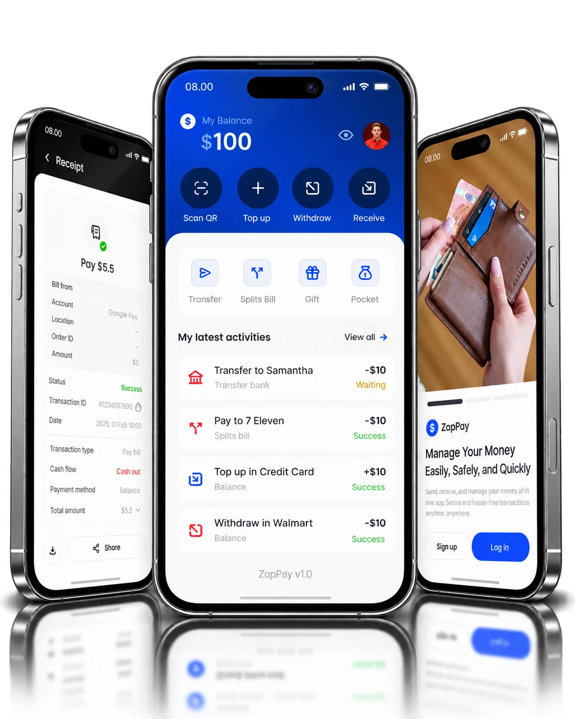ZapPay mobile payment screens